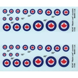 Decals RCAF Maple Leaf roundels, 2 sets diameter: 16; 20; 24; 30; 36; 48˝ 