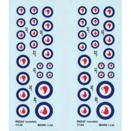 RNZAF roundels, 2 sets diameter: 18; 22; 24; 30; 36; 48˝