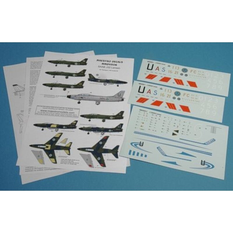 SAAB J-32B/J-32D/J-32E Lansen for Tarangus kits. 8 base versions, including the initial Lansen Gamma marking. With the extra num