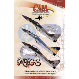 Decals Mikoyan MiG-29 Fulcrum (3) White 45 and White 47 120th IAP Soviet Air Force 1993 with shark mouth, Ukranians Knights Demo