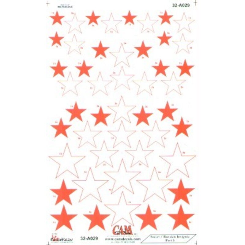 Russian Red Stars National Insignia, 4 sizes. Can be used with or without red / white outline