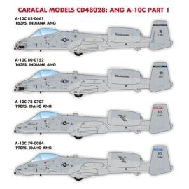 Decals Air National Guard A-10C Warthog - Current ANG A-10C ANG markings for Arkansas (184FS), Idaho ANG (190FS), Indiana ANG (1