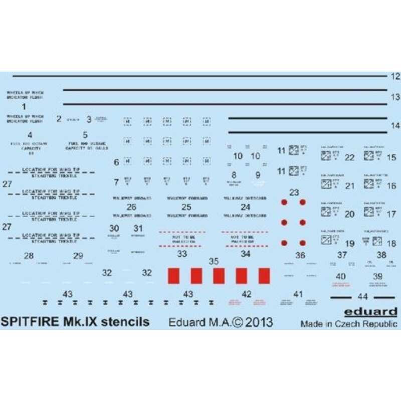 Supermarine Spitfire stencils Mk.IX