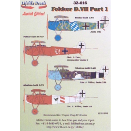 Decals Fokker D.VII part 1 (designed to be used with Wingnut Wings kits) 