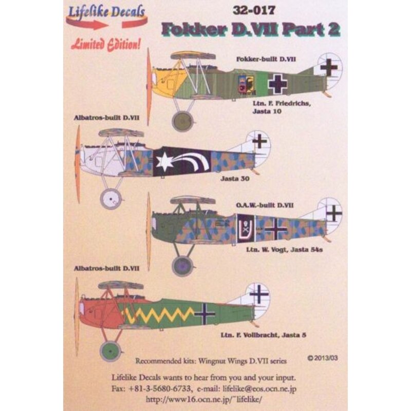 Fokker D.VII part 2 (designed to be used with Wingnut Wings kits)