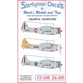 Decals Colorful Dauntless. Decals for 3 different SBD-1 and SBD-2 aircraft. Markings are for, Yellow Wing, SBDs serving with the