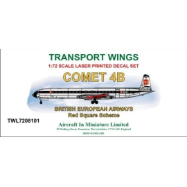 Decals Comet 4B decal set - British European Airways - red square scheme 1/72 - AIM - Transport Wings L7208101 