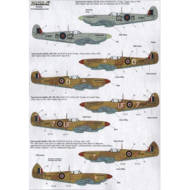 Decals Supermarine Spitfire Mk.VIII (8) JF404 GZ-M 32 Sqn Italy 1944 JF476 QL-D 92 Sqn Sicily JF447 1943 UF-7601 County of 