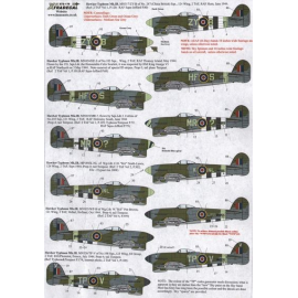 Decals Hawker Typhoon Mk.IB (12) ZY MN317-B 247 (China British) Sqn 124 Wing RAF Hurn in 1944 with D-Day stripes MN454 HF-S 183 