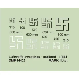 Luftwaffe Swastikas, Outlined (size: 315;400;500;630;800 mm), 2 sets