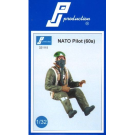 NATO pilot of the 60s . Multipose figure of pilot in fight wearing the helmet typical of the 60s with the outer shield . Figures
