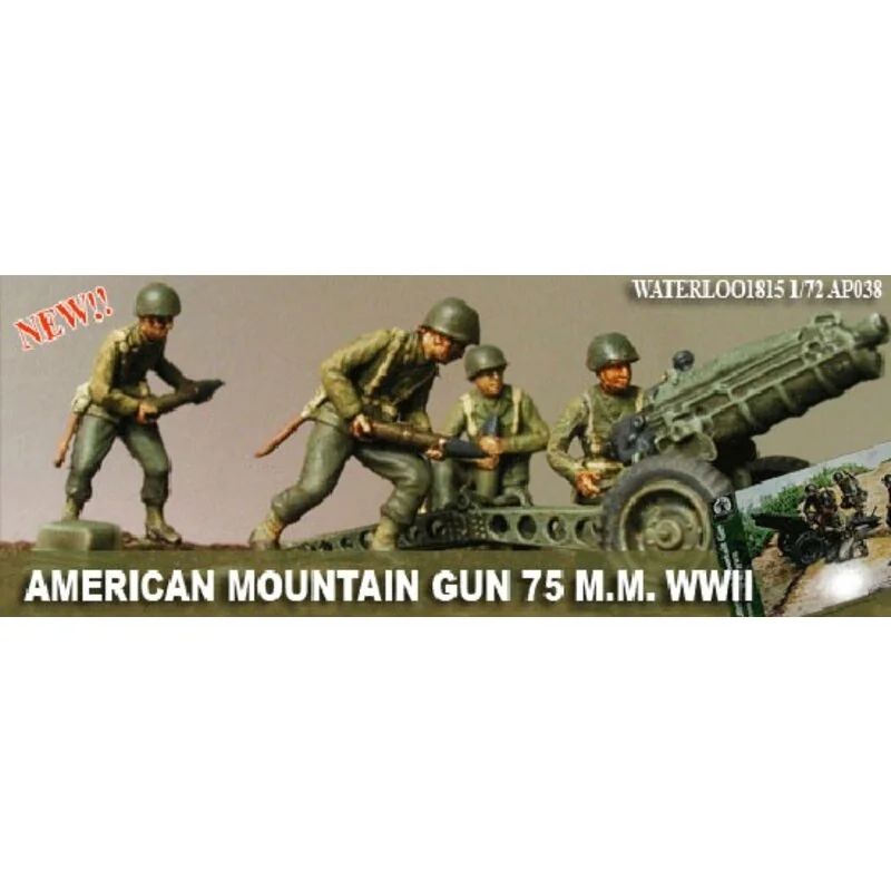 American 75mm WWII Mountain Gun. 3 guns and 4 grew figures for each gun