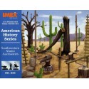 Alamo Acessory Set. Contains cacti flag poles ladders barrels chopping block dead trees. Historical figures