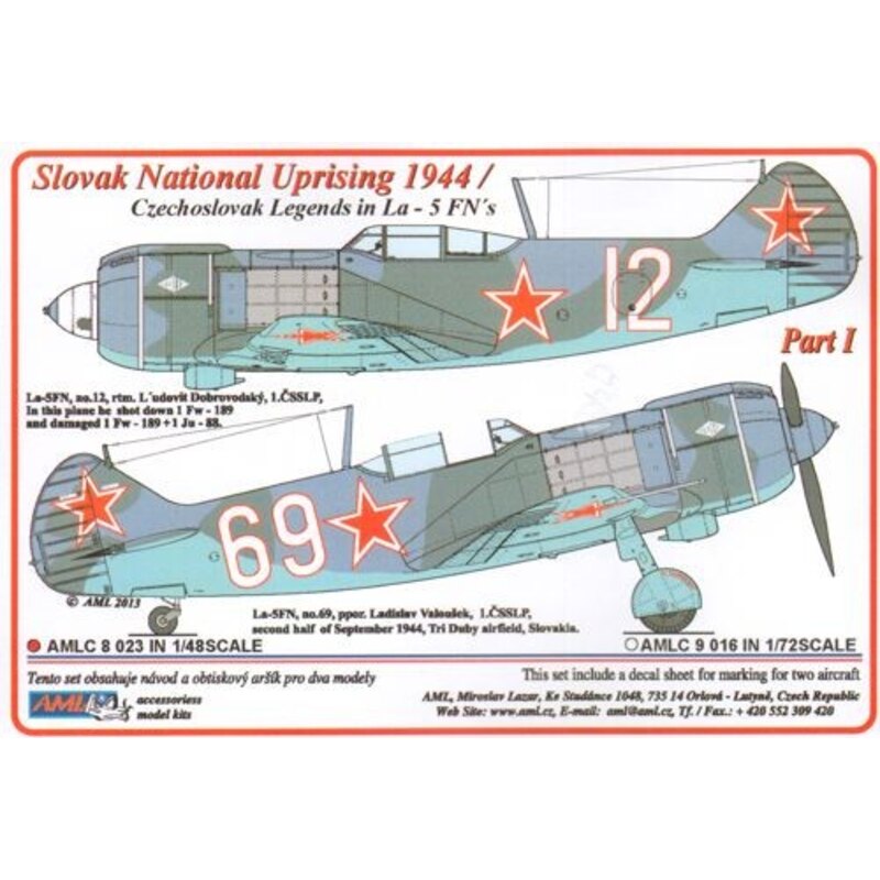 Lavochkin La- 5 x 2 . Slovak National Uprising 1944 / Czechoslovak Legends in La- 5FNs . 2 decal versions : Part I