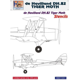 Decals de Havilland DH.82 Tiger Moth stencilssets for 4 a / c 