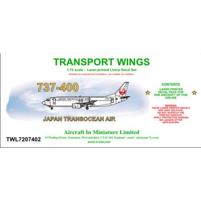 Boeing 737-400 decal set - Japan Transocean Air