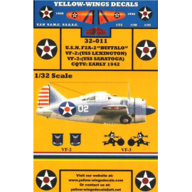 Decals Brewster F2A-2 Buffalo (3) 1418 2-F-13 5th Section Leader VF-2 U.S.S. Lexington 1940 - 1432 3-F-17 2nd a/c 6th Section U.