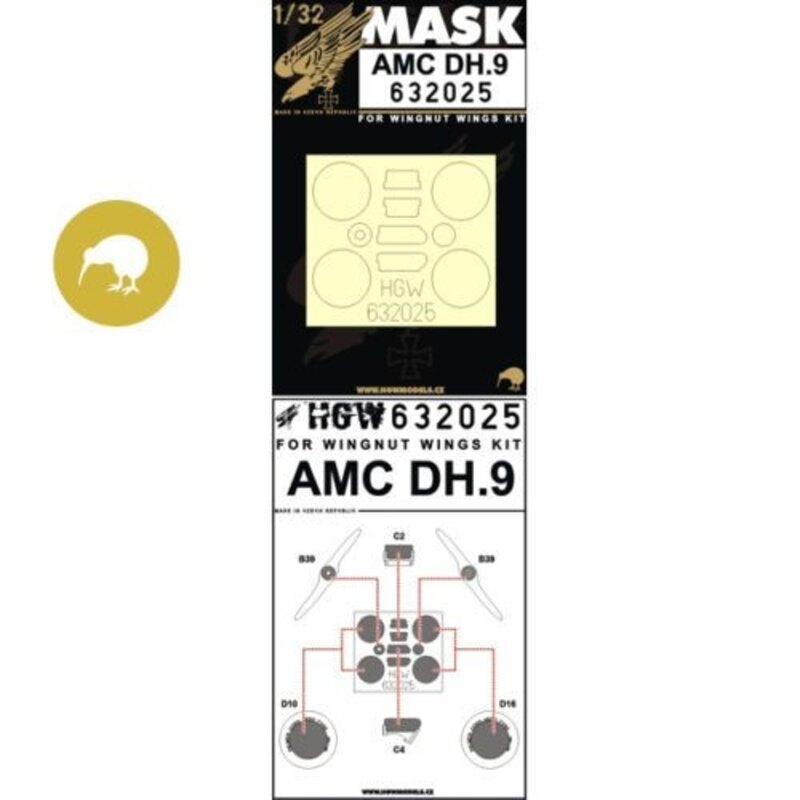 AMC DH.9 - MASKS (designed to be used with Wingnut Wings kits)