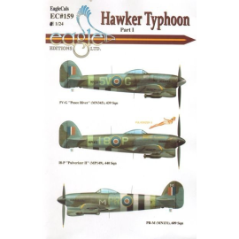 Decals Hawker Typhoon Mk.IB in 1 / 24th scale Peace River 5V-G 439 345 Sqn MN Pilot F / O JA Brown 