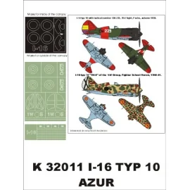 Polikarpov I-16 (Spain) 2 canopy mask (exterior and interior) + 2 insignia masks (designed to Be Farming with Azur kits)