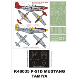 North American P-51D Mustang 2 canopy mask (exterior and interior) + 3 insignia masks (designed to Be Farming with Tamiya kits)