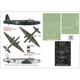 Vickers Wellington Mk.IC 1 canopy mask (exterior) + 3 insignia masks + decals (designed To Be Farming with Trumpeter kits)