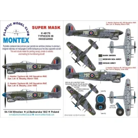 HAWKER TYPHOON Mk.IB 2 canopy mask (exterior and interior) + 3 insignia masks (designed to Be Farming with Hasegawa kits)