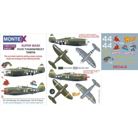 Republic P-47D Thunderbolt 1 RAZORBACK canopy mask (exterior) + 1 insignia masks + decals (designed To Be Farming with Tamiya ki