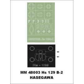 Henschel Hs 129B-2 1 canopy masks (exterior) + 1 insignia masks (designed to Be Farming with Hasegawa kits)