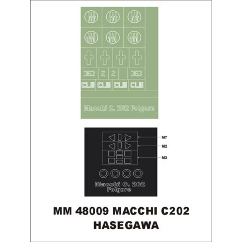 Macchi C.202 1 canopy masks (exterior) + 1 insignia masks (designed to Be Farming with Hasegawa kits)