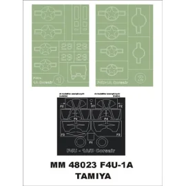 Vought F4U-1A Corsair 2 canopy masks (exterior and interior) + 1 insignia masks (designed to Be Farming with Tamiya kits)