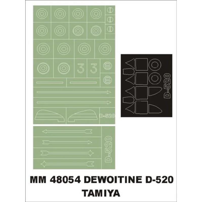 Dewoitine D.520 2 canopy masks (exterior and interior) + 2 insignia masks (designed to Be Farming with Tamiya kits)