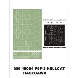 Grumman F6F-3 Hellcat 2 canopy masks (exterior and interior) + 2 insignia masks (designed to Be Farming with Hasegawa kits)