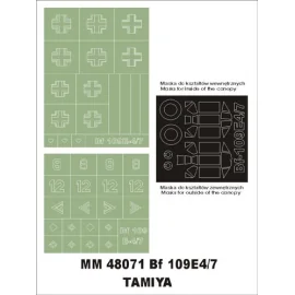 Messerschmitt Bf 109E-4/7 2 canopy masks (exterior and interior) + 2 insignia masks (designed to Be Farming with Tamiya kits)