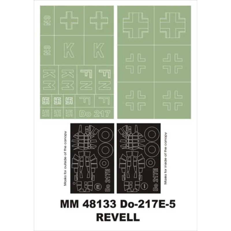 Dornier Do-217E May 2 canopy masks (exterior and interior) + 3 insignia masks (designed to Be Farming with Monogram and Revell k