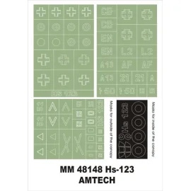 Henschel Hs 123 2 canopy masks (exterior and interior) + 3 insignia masks (designed to Be Farming with Amtech kits)