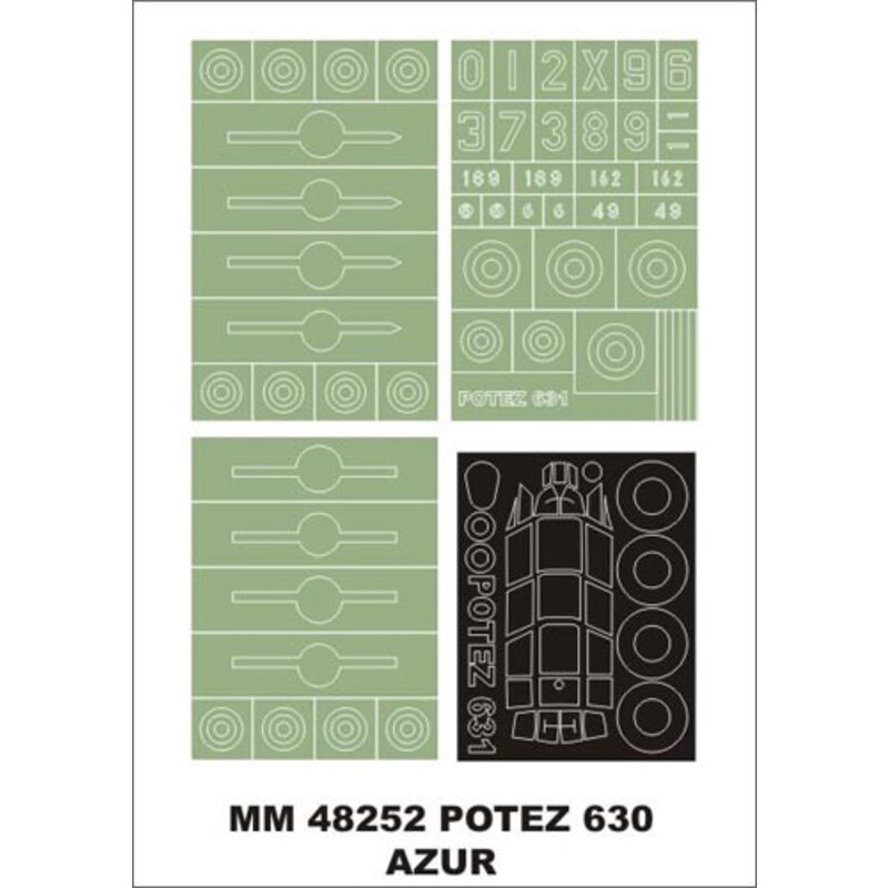 Potez 631 1canopy masks (exterior) + 3 insignia masks (designed to Be Farming with Azur kits)