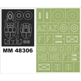 de Havilland Mosquito Mk.IV 2 canopy masks (exterior and interior) + 1 insignia masks (designed to Be Farming with Revell kits)