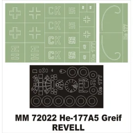 Heinkel He 177 Greif one canopy masks (exterior) + 2 insignia masks (designed to Be Farming with Revell kits)