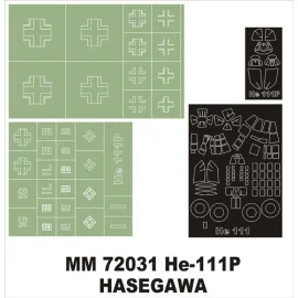 Heinkel He 111P 1 canopy masks (exterior) + 2 insignia masks (designed to Be Farming with Hasegawa kits)