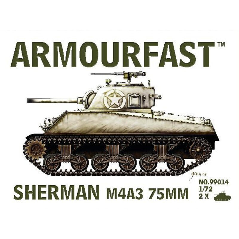 M4A3 Sherman 75mm gun: the pack includes 2 snap together tank kits