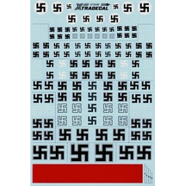 Decals Luftwaffe Swastikas. Various styles including solid outline and stencil in white black and grey. Also includes pre-war st