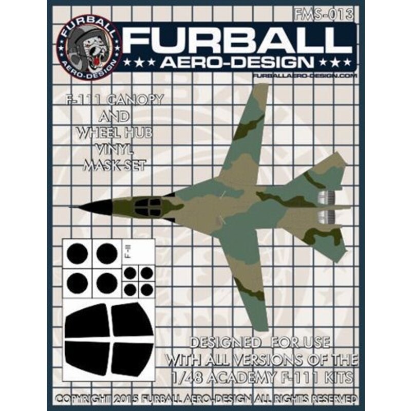 General-Dynamics F-111C Aardvark Canopy & Wheel Hubs masks (designed to be used with Academy kits)