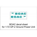 BOAC decal sheet for 1:72 GP-2 Ground Power Unit. For more information on this product, please click on the link to go to the Ai