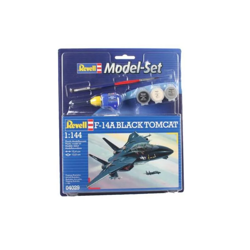 F14A Tomcat Black Model Set - box containing the model, paints, brush and glue