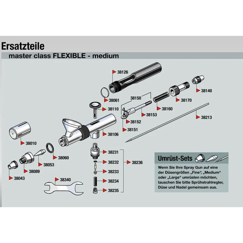 Airbrush Master Class 360 Bottle/Gravity Feed Double Action Fine Head