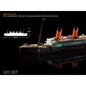 R.M.S. Titanic + LED setUpper deck and cabin lighting effectMCP (Multi Coloured Parts)LED unit.Display stand with battery holder