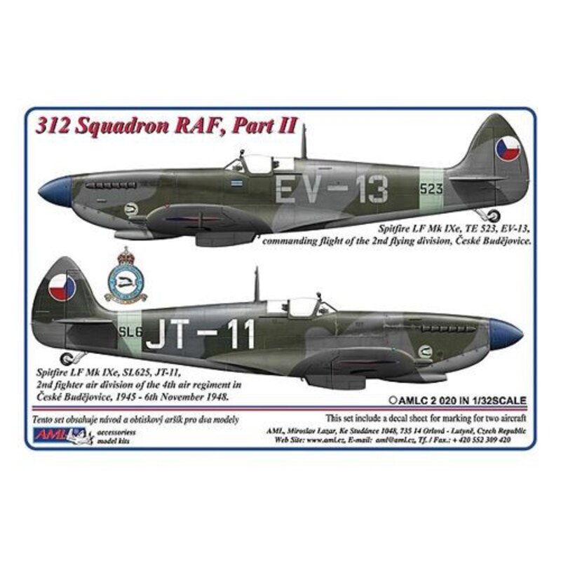 312 th Squadron RAF, Part II / 2 decal version: Supermarine Spitfire LF Mk.IXe, TE523,EV-13+SL625,JT-11, DuoJ