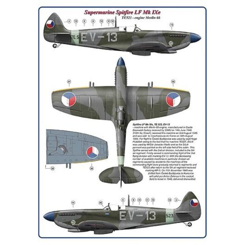 312 th Squadron RAF, Part VI / 3 decal version: Supermarine Spitfire LF LR Mk.Vc, AR614, DUoZ-2x + Spitfire LF Mk.IXe, TE523, EV