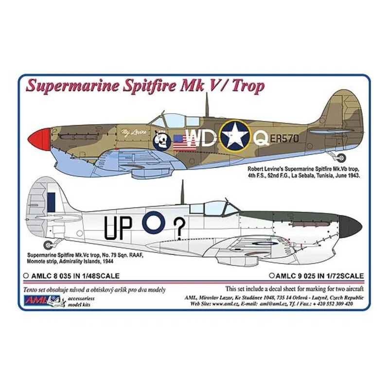 Supermarine Spitfire Mk.V / Trop - 2 decal version: Spitfire MkVb trop, Robert Levine, 4th F.S., 52nd F.G., La Sebala, Tunisia, 